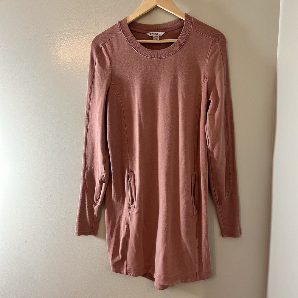 Athleta Balance Sweatshirt Dress Women's Small Pink Spring
